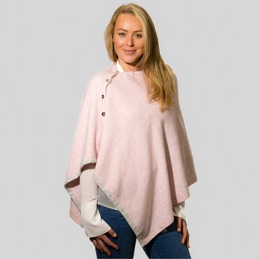 Button Through Soft Pink Poncho