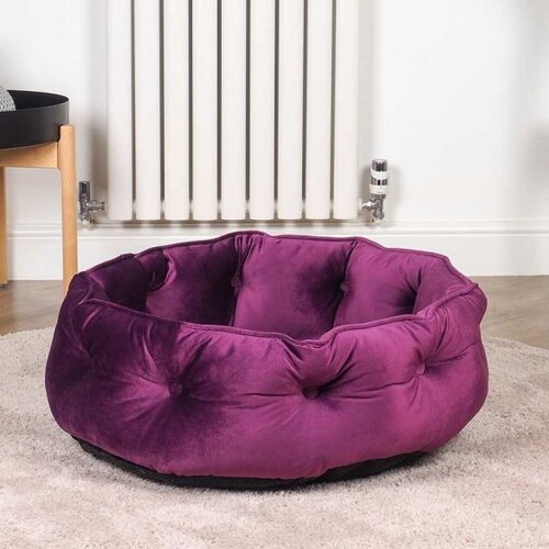 Button Tufted Donut Bed Mulberry 50x50cm - image 1