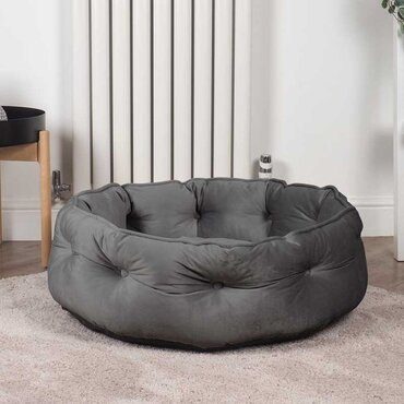 Button Tufted Donut Bed Slate 50x50cm - image 2