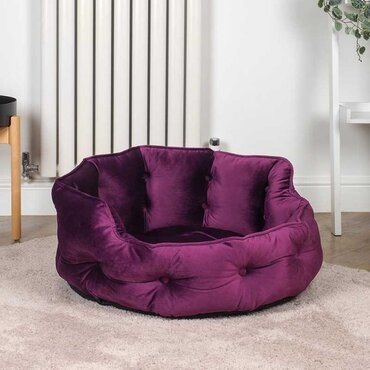 Button-Tufted RND Bed Mulberry Medium - image 1