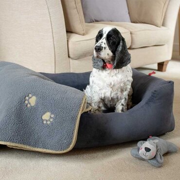 Charcoal Grey Velour Small Square Bed - image 2