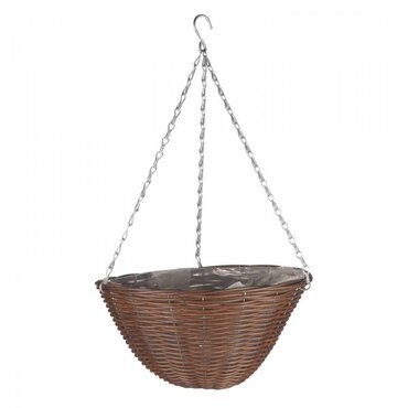 Chestnut Faux Rattan Basket 14" - image 1