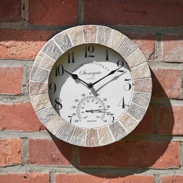 Clock & Thermometer 10" Stonegate - image 3