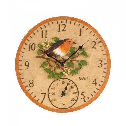 Clock & Thermometer 12" Robin - image 2