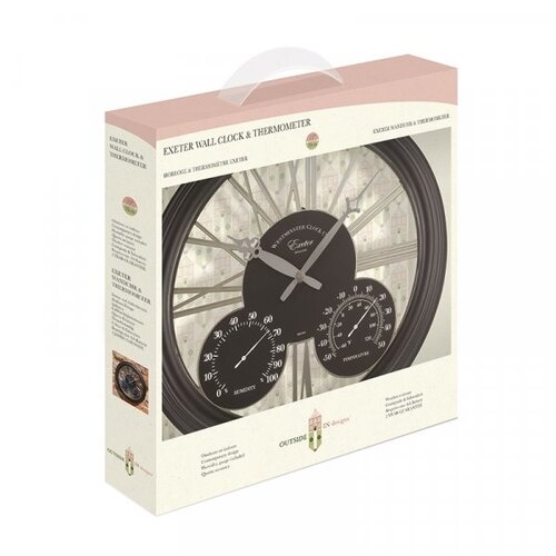 Clock & Thermometer 15" Exeter Black - image 3