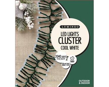 Led Cluster Lights x 2040 Cool White/Green Cable 17m - image 3
