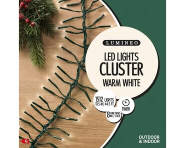 Led Cluster Lights x 1512 Warm White/Green Cable 13.5m - image 3
