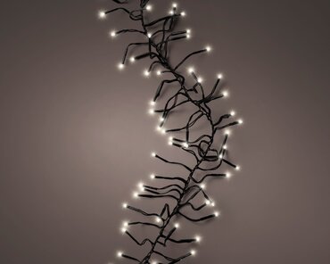 Led Cluster Lights x 2040 Warm White/Green Cable 17m