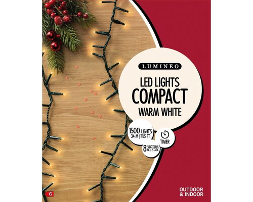 Led Compact Lights x 1500L Warm White/Green Cable - image 4