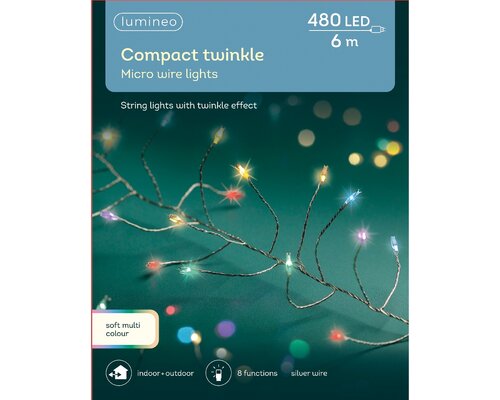 Compact Twinkle Micro Wire Lights (Soft Multicolour, Silver Wire) x480 (L24) - image 1