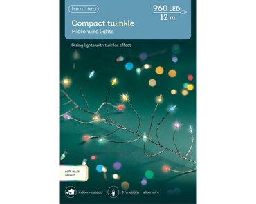 Compact Twinkle Micro Wire Lights (Soft Multicolour, Silver Wire) x960 (L24)