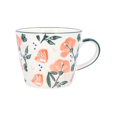Coral Sweetpea Stoneware Mug