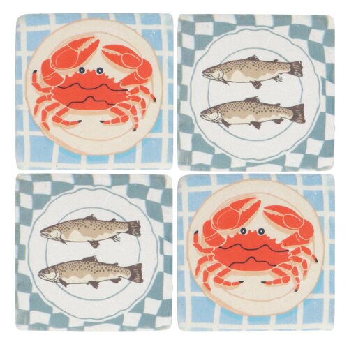 Crab & Fish Plate Resin Coaster - image 2