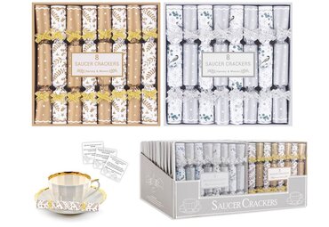 Crackers x 8 Saucer Silver/Gold 4.5"