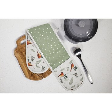Double Oven Glove Robin Spot