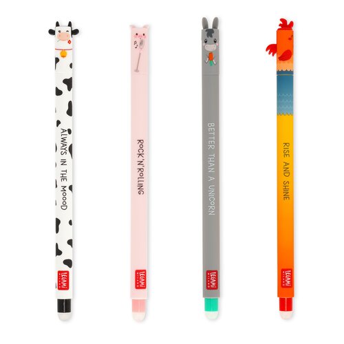 Erasable Pens Set of 4 Cow Piggy Donkey Rooster - image 1