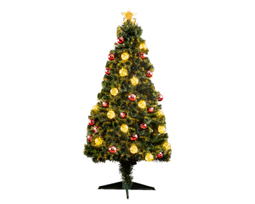 Fibre Optic Tree Artificial Christmas Tree with Baubles (150cm)