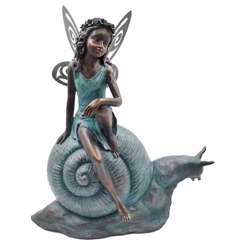 Fairy On Snail Resin/Metal Winged - image 1