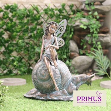 Fairy On Snail Resin/Metal Winged - image 2