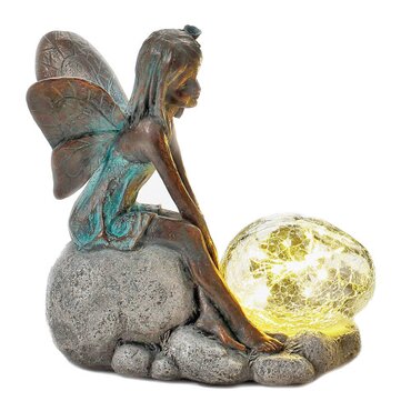 Fairy Sitting with Solar Bubble Light - image 1