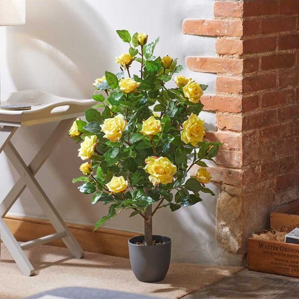 Faux Regent's Roses Sunshine Yellow 80cm - Stewarts Garden Centre