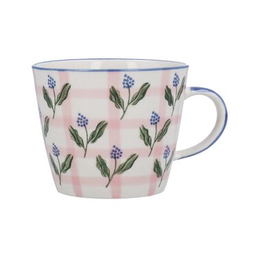 Grape Hyacinth Check Stoneware Mug