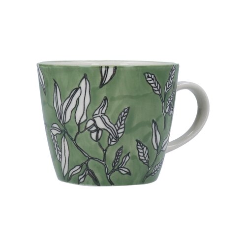 Green Leafy Stoneware Mug