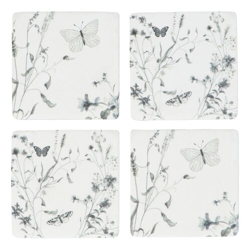 Grey Butterfly Meadow Resin Coaster