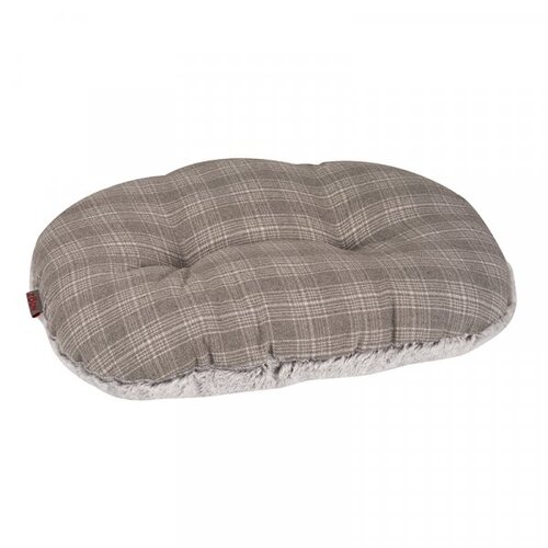 Grey Plaid Oval Cushion Lge - image 2