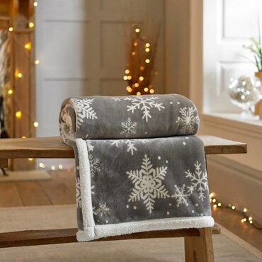 Grey Snowflake Throw