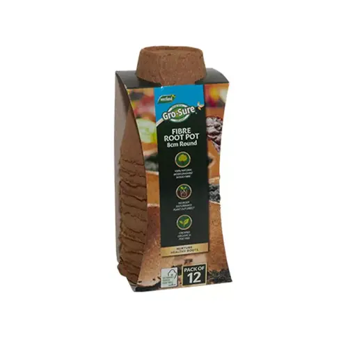 Gro-Sure Fibre Pots Round 8cm 12Pk - image 1