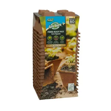 Gro-Sure Fibre Pots Square 6cm 80Pk - image 1
