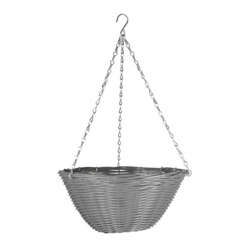 Hanging Basket 14" Slate Faux Rattan - image 1