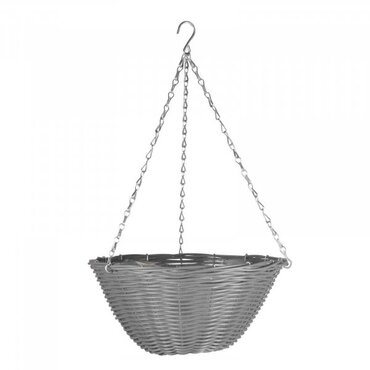 Hanging Basket 14" Slate Faux Rattan - image 1