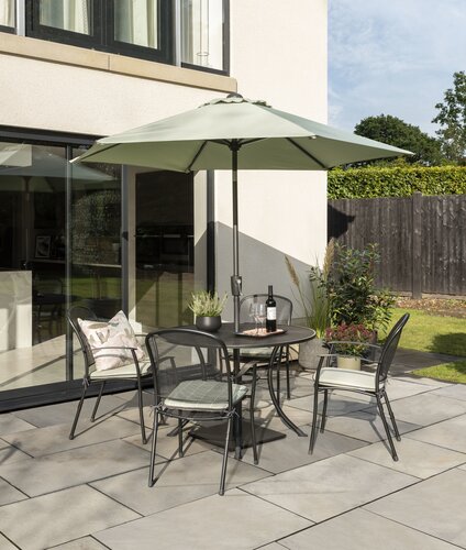 Kettler Caredo 4 Seat Round Sage Dining Set Inc Parasol - image 1