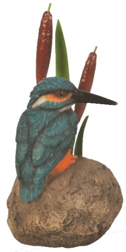 Kingfisher On Stone w/Bulrush