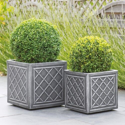 Lead Effect Planter Gunmetal 38cm SQ - image 3