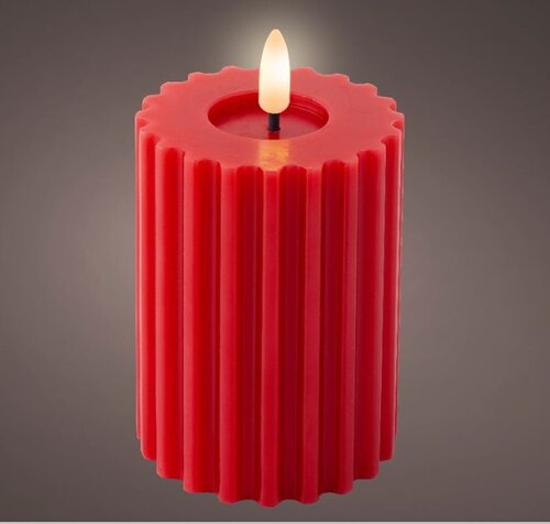 LED Candle Carved Red 12.30cm Small
