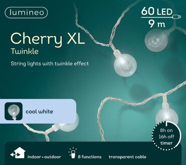 LED Cherry Lights 60L Cool White/ Clear - image 2