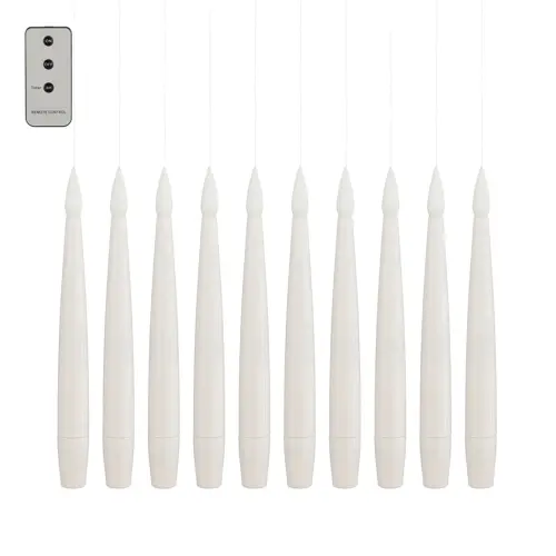 LED Hanging Taper Candles White x10