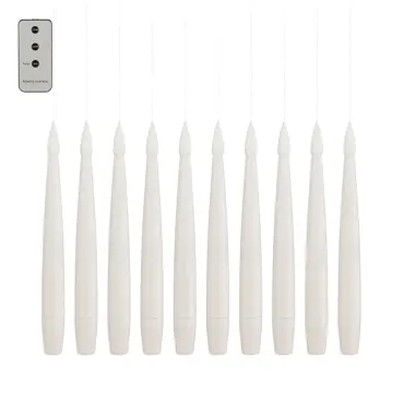LED Hanging Taper Candles White x10