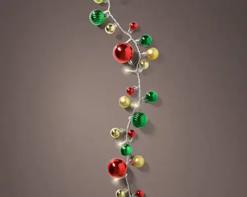 LED Lights with Shatterproof Baubles (Red/Green/Gold) - image 1