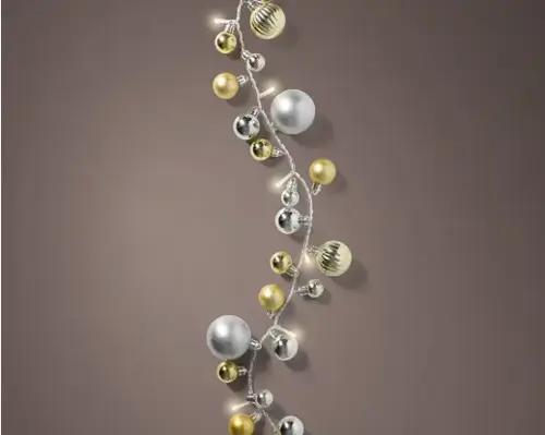 LED Lights with Shatterproof Baubles (Silver/Gold) - image 1