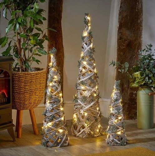 LED Snow Tree Set of 3 Warm White