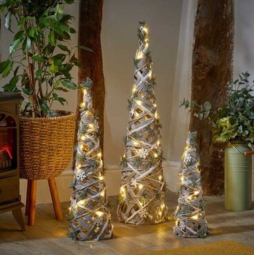 LED Snow Tree Set of 3 Warm White