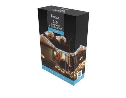 LED Snowing Icicle Lights 360L 8.8m (Blue & White) - image 2