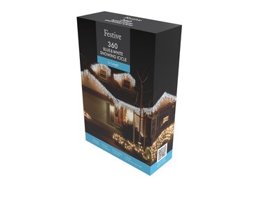 LED Snowing Icicle Lights 360L 8.8m (Blue & White) - image 2