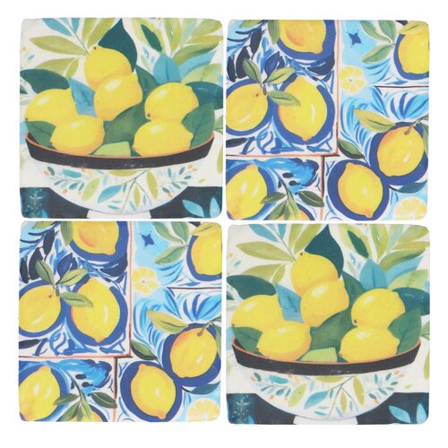Lemon Bowl & Tile Resin Coaster