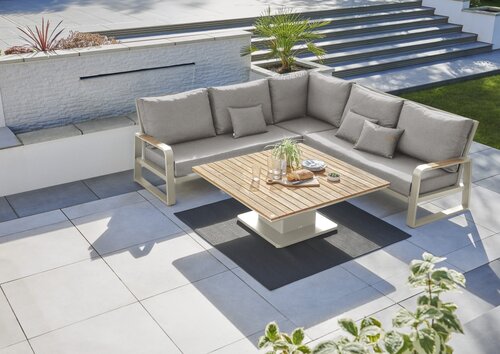 LIFE Montana Beige Corner & Adjustable Luka 130 Teak Table - image 1