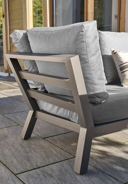 LIFE Timber Petite Corner High Arm Suite with Grey Soltex Cushions - image 2